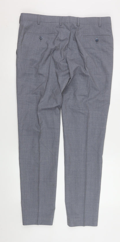 Mens UK Size 36R Remus Uomo Regular Fit Dress Pants Grey Trousers