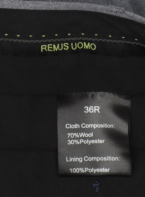 Mens UK Size 36R Remus Uomo Regular Fit Dress Pants Grey Trousers