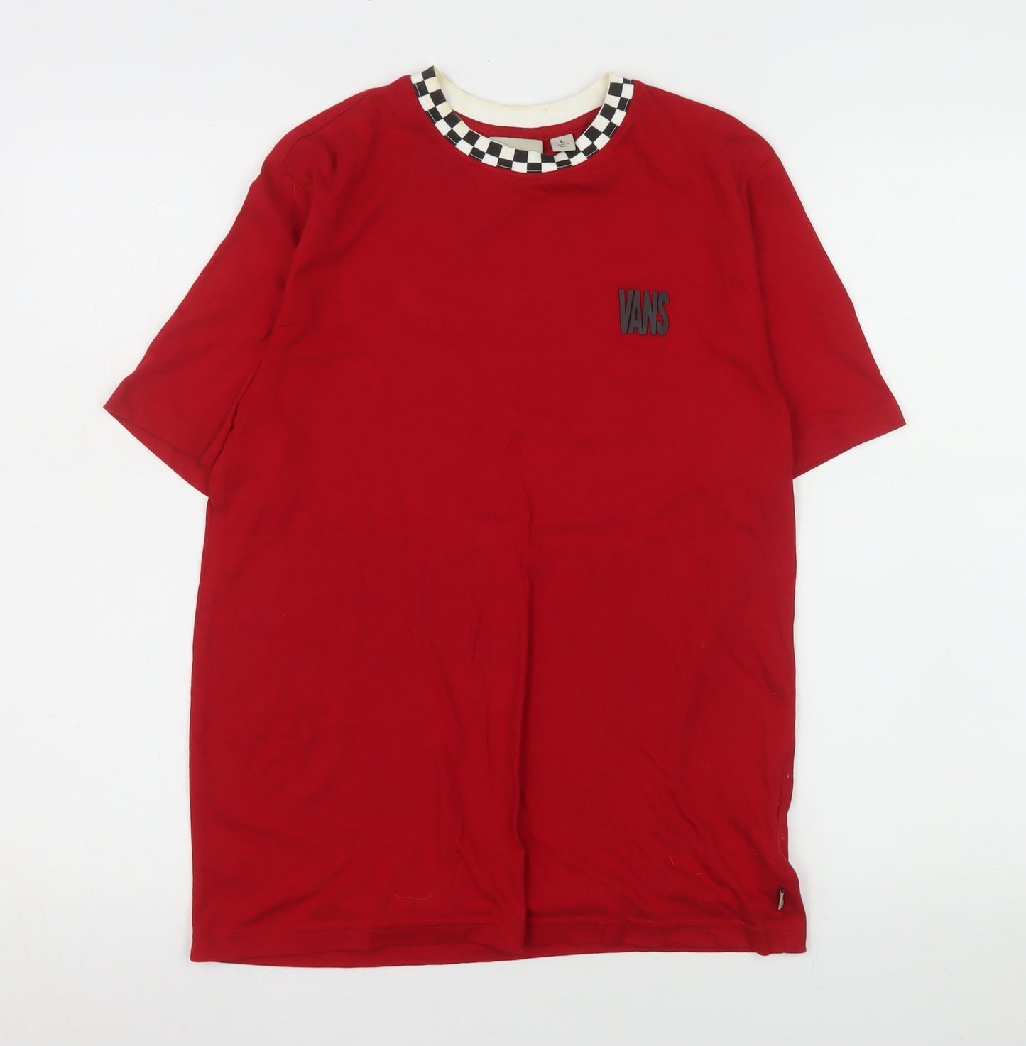 Womens UK Size L VANS Red Ringer T-Shirt