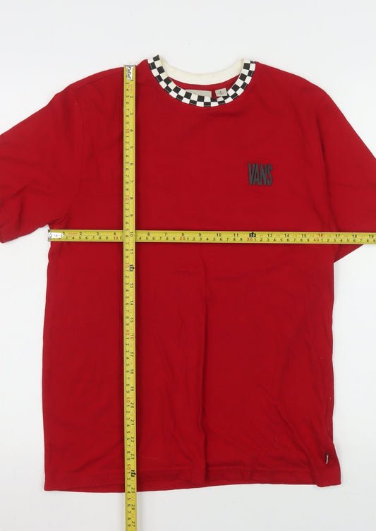 Womens UK Size L VANS Red Ringer T-Shirt