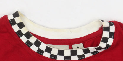 Womens UK Size L VANS Red Ringer T-Shirt