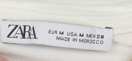 Womens UK Size 12 Zara White Basic T-Shirt