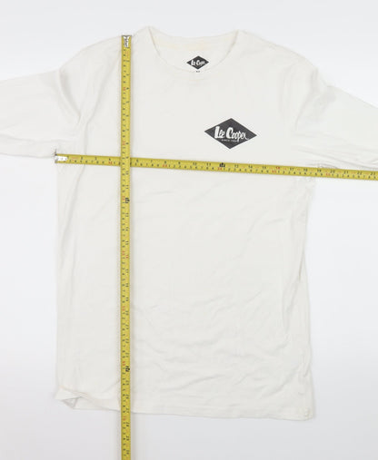 Lee Cooper Men's White Long Sleeve Crew Neck Cotton Top M
