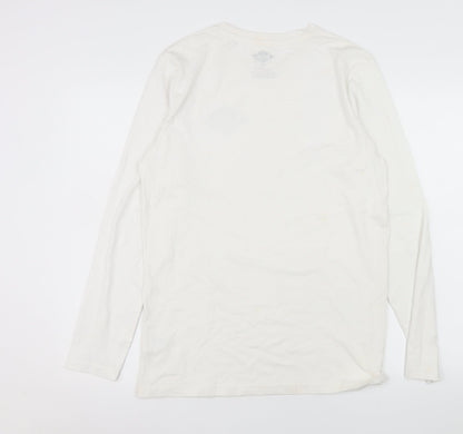 Lee Cooper Men's White Long Sleeve Crew Neck Cotton Top M