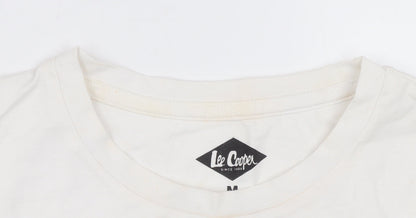 Lee Cooper Men's White Long Sleeve Crew Neck Cotton Top M