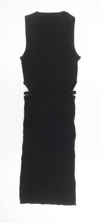 Bershka Women's Black Sleeveless Bodycon Midi Dress Size 8