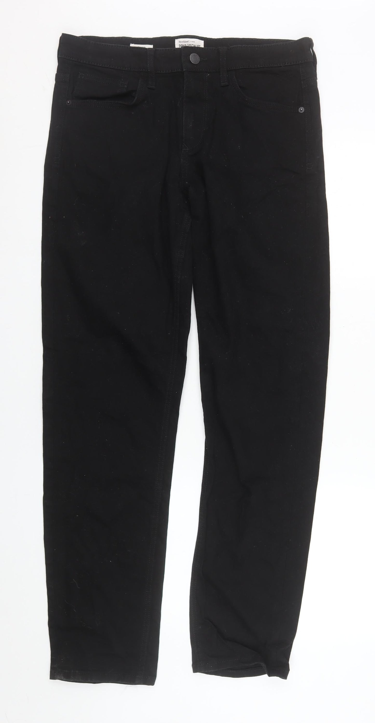 Womens UK Size 32L River Island Regular Fit Straight Black Jeans