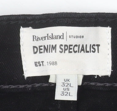 Womens UK Size 32L River Island Regular Fit Straight Black Jeans
