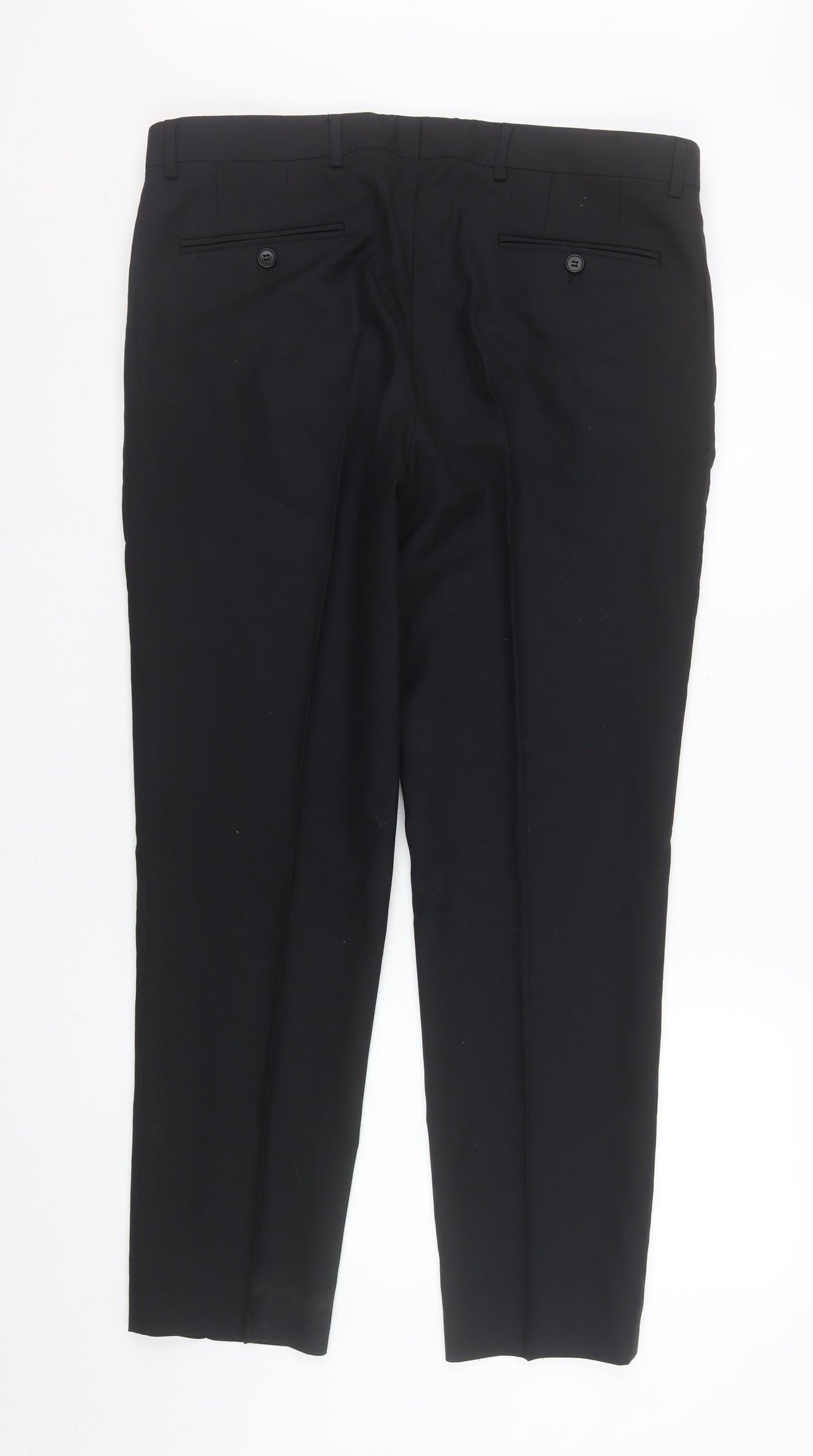 Mens UK Size 36S Benetti Slim Fit Dress Pants Black Trousers