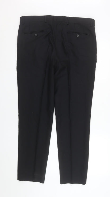Mens UK Size 36S Benetti Slim Fit Dress Pants Black Trousers
