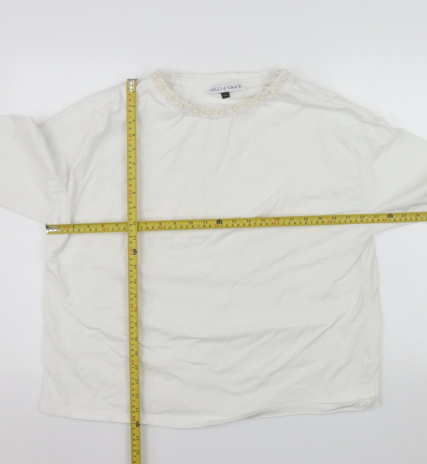Womens UK Size 2XL Kelly & Grace White Basic Blouse