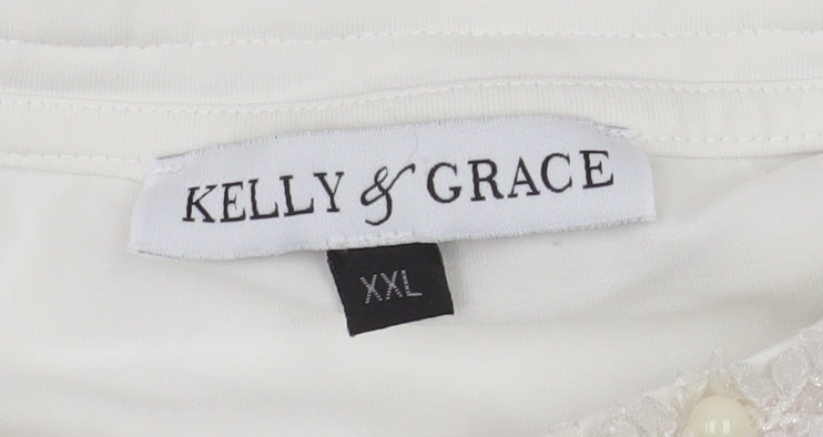 Womens UK Size 2XL Kelly & Grace White Basic Blouse