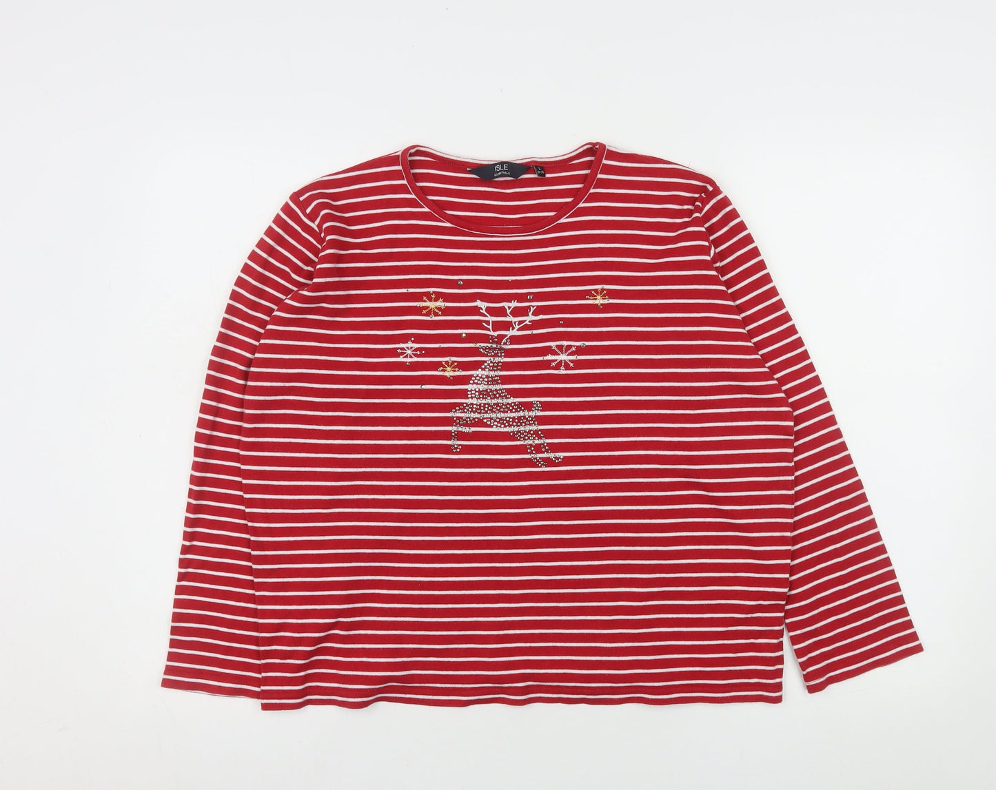 Womens UK Size 18 Isle Essentials Red Basic T-Shirt
