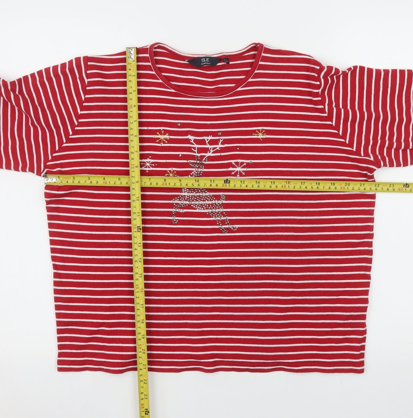 Womens UK Size 18 Isle Essentials Red Basic T-Shirt
