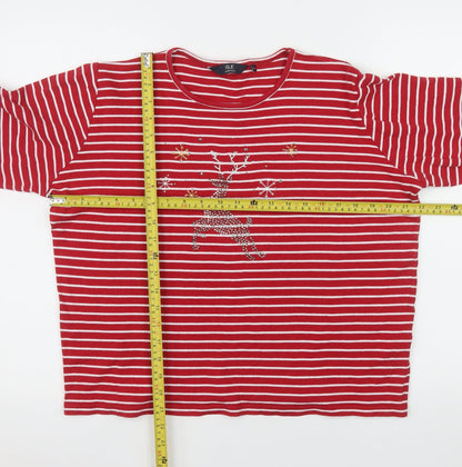 Womens UK Size 18 Isle Essentials Red Basic T-Shirt