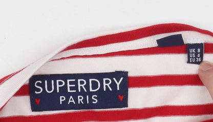 Womens UK Size 8 Superdry Red Basic T-Shirt