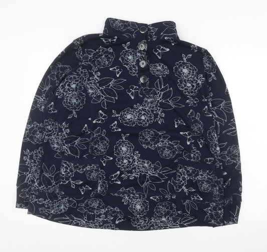Womens UK Size XL Bm Casual Blue Tunic Button-Up
