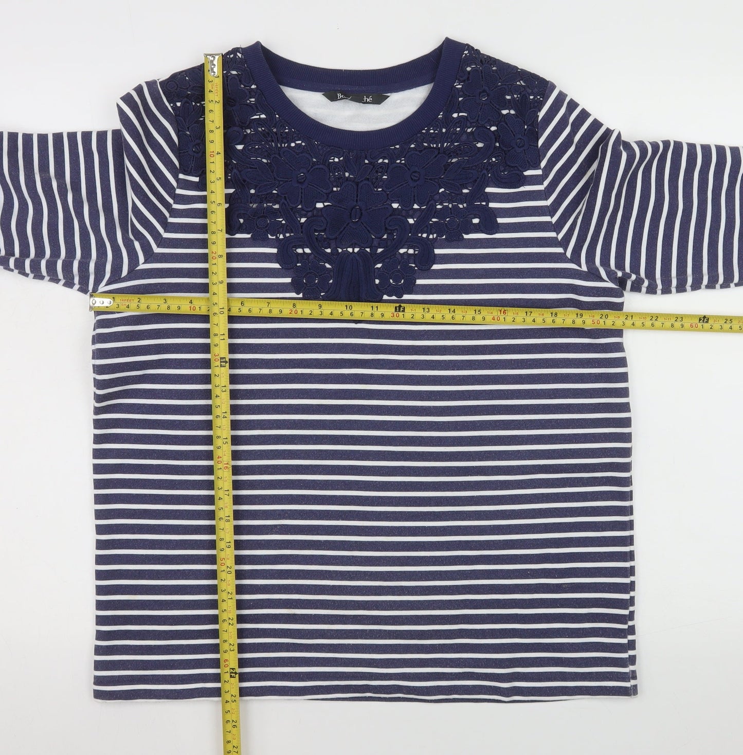 Womens UK Size 12 Bonmarché Blue Basic T-Shirt