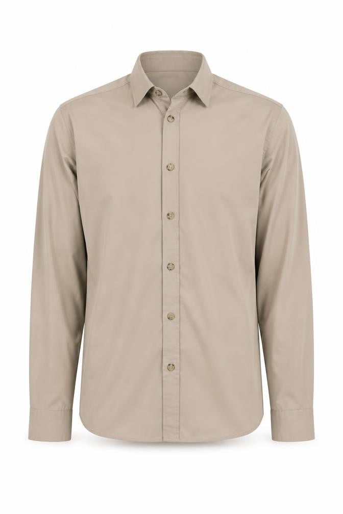 Front view of ASOS Men’s Beige Pablo Picasso Art Print Long Sleeve Shirt, size S