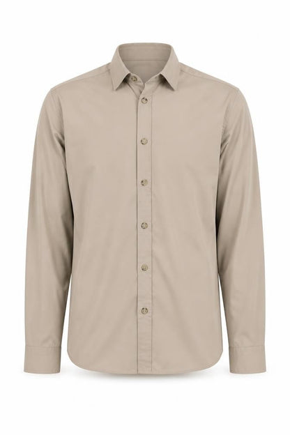 Front view of ASOS Men’s Beige Pablo Picasso Art Print Long Sleeve Shirt, size S