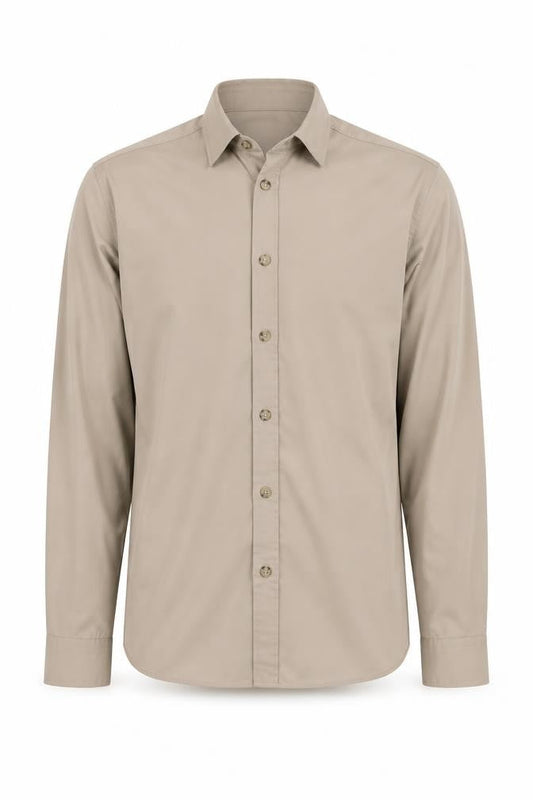 Front view of ASOS Men’s Beige Pablo Picasso Art Print Long Sleeve Shirt, size S