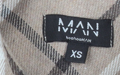 BoohooMAN Men's Beige Check Outfit Set XS Acrylic Blend Casual