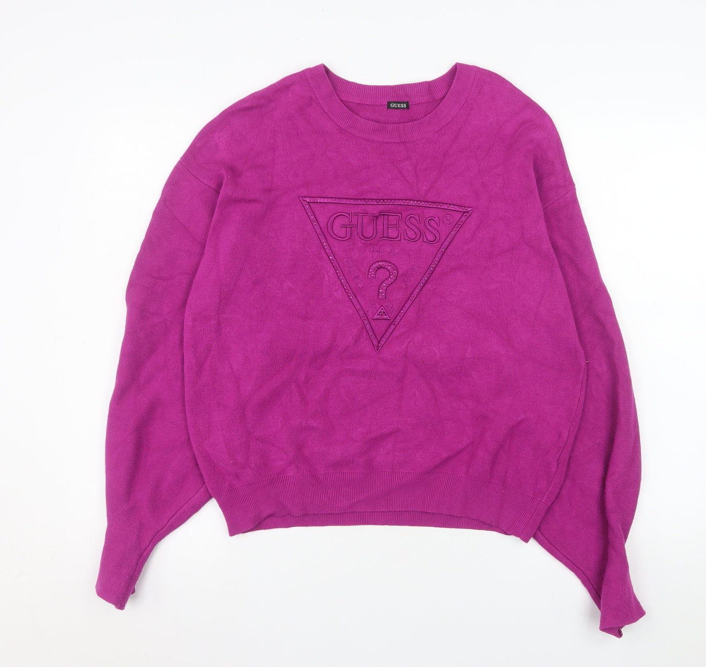 Womens UK Size M GUESS Pink Pullover Sweatshirt