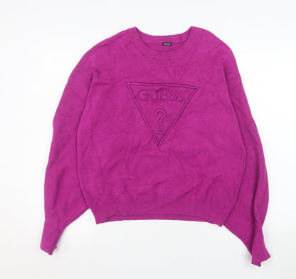 Womens UK Size M GUESS Pink Pullover Sweatshirt