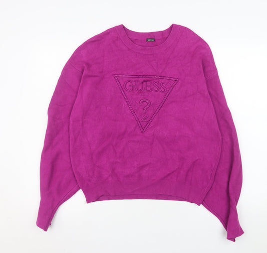 Womens UK Size M GUESS Pink Pullover Sweatshirt
