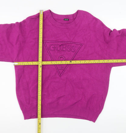 Womens UK Size M GUESS Pink Pullover Sweatshirt
