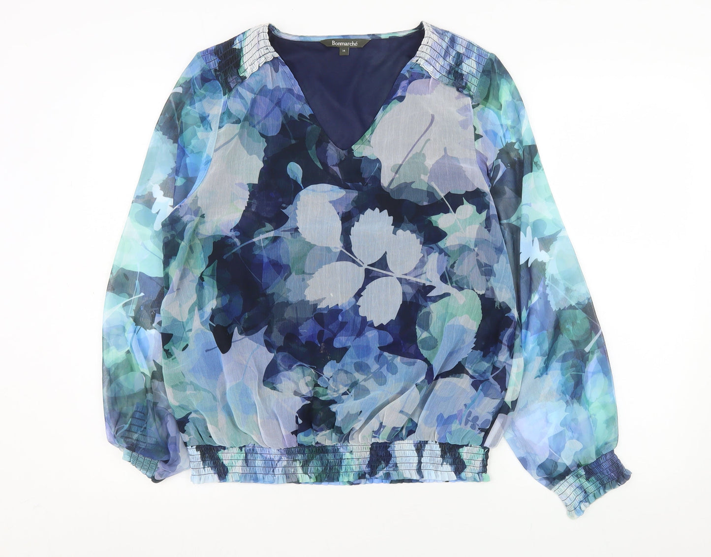 Womens UK Size 14 Bonmarché Blue Tunic Blouse