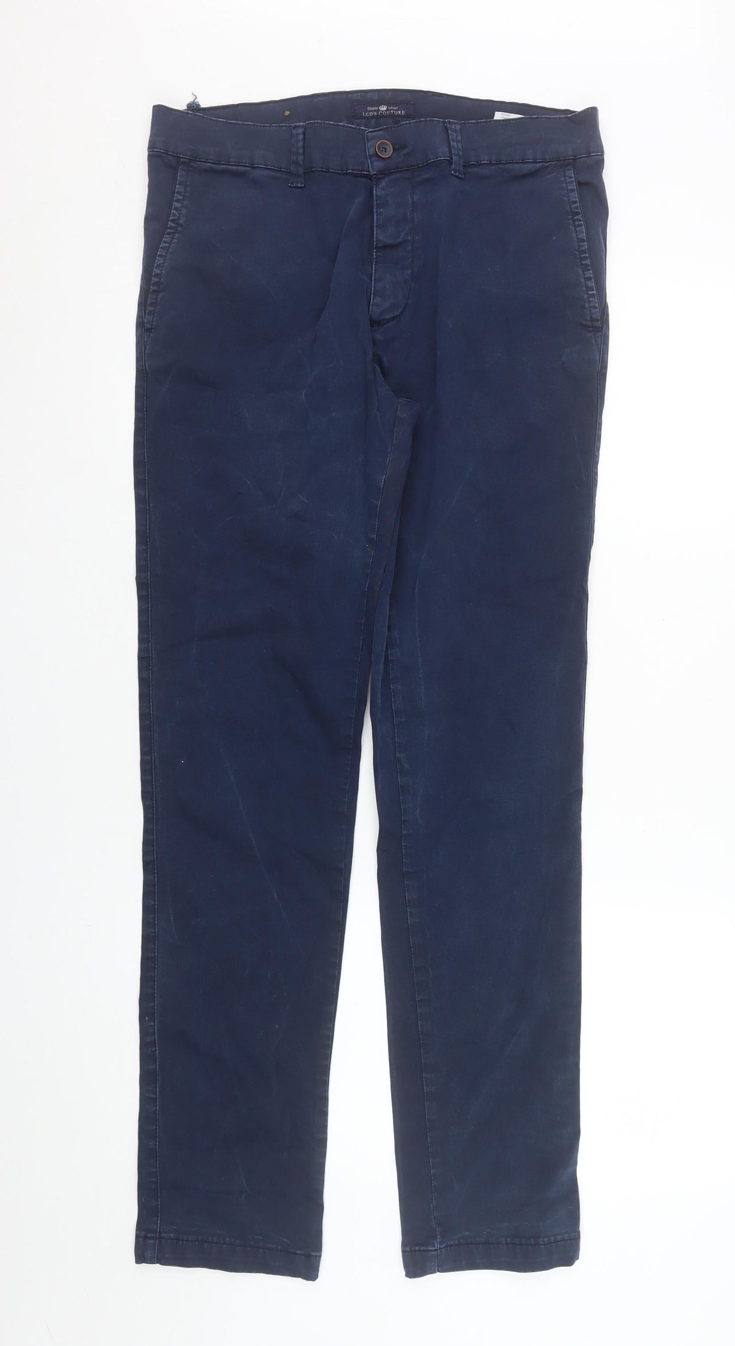 Mens UK Size 34 LCDN Couture Regular Fit Chino Blue Trousers