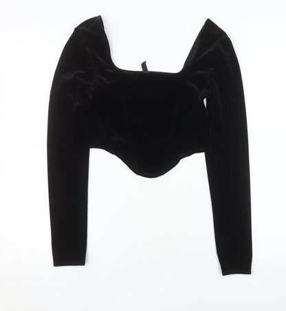 Womens UK Size S H&M Black Cropped Blouse