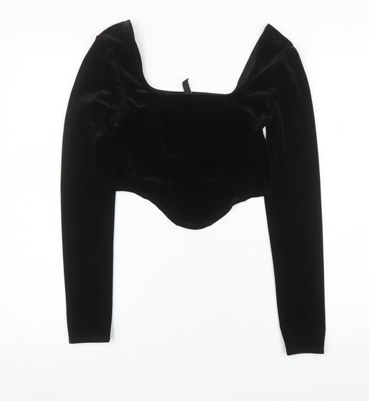 Womens UK Size S H&M Black Cropped Blouse