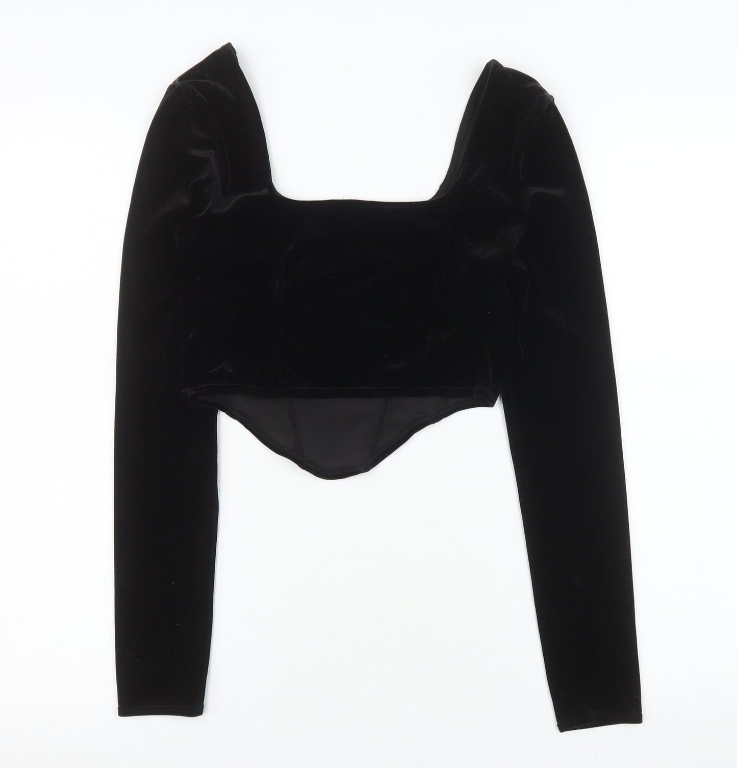 Womens UK Size S H&M Black Cropped Blouse