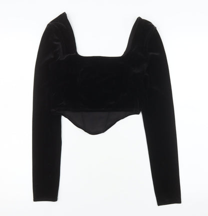 Womens UK Size S H&M Black Cropped Blouse