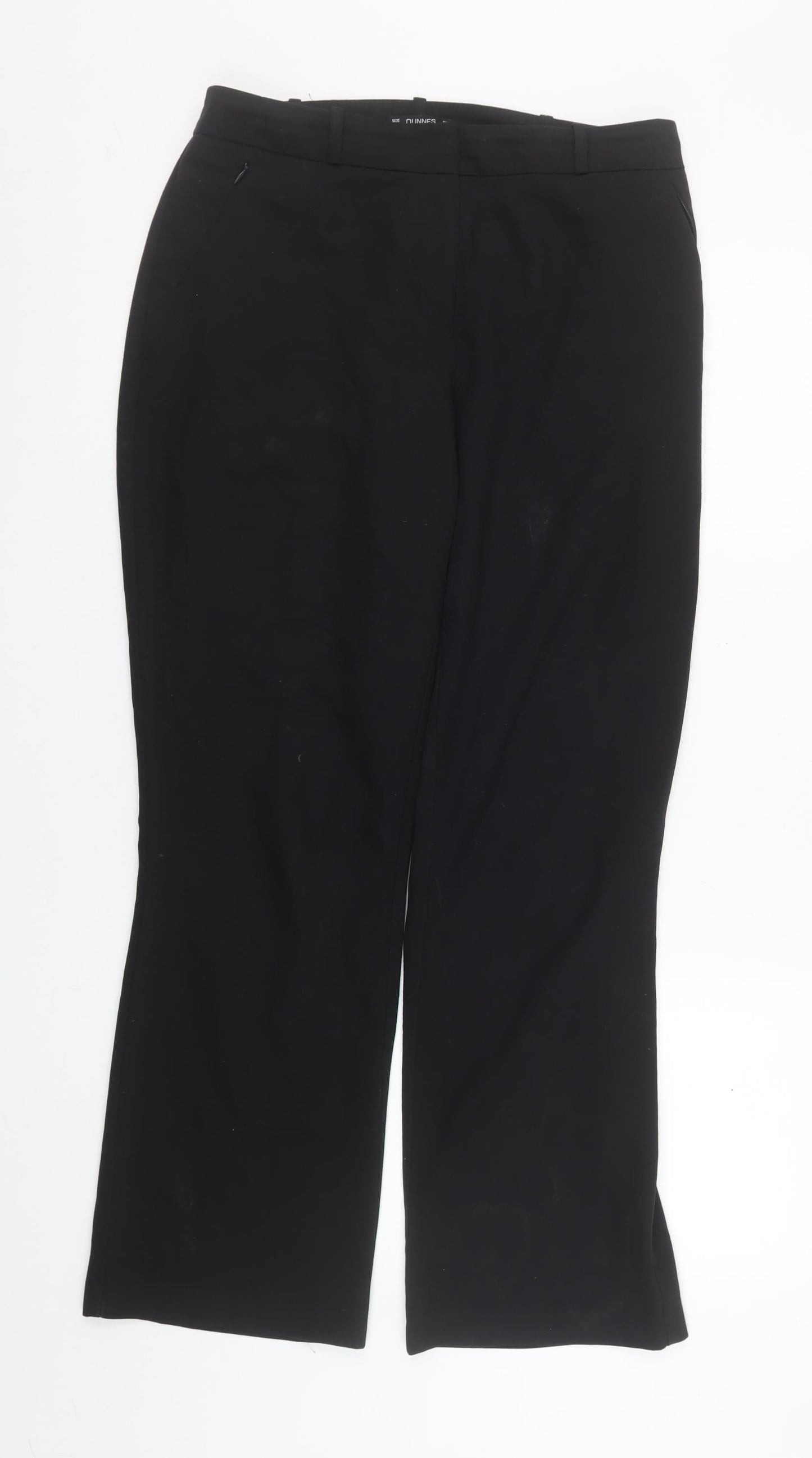 Womens UK Size 12 Dunnes Regular Fit Dress Pants Black Trousers