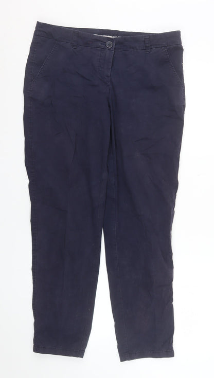 Womens UK Size 12-14 Avenue Regular Fit Chino Blue Trousers