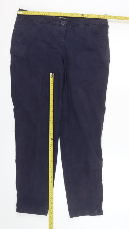 Womens UK Size 12-14 Avenue Regular Fit Chino Blue Trousers