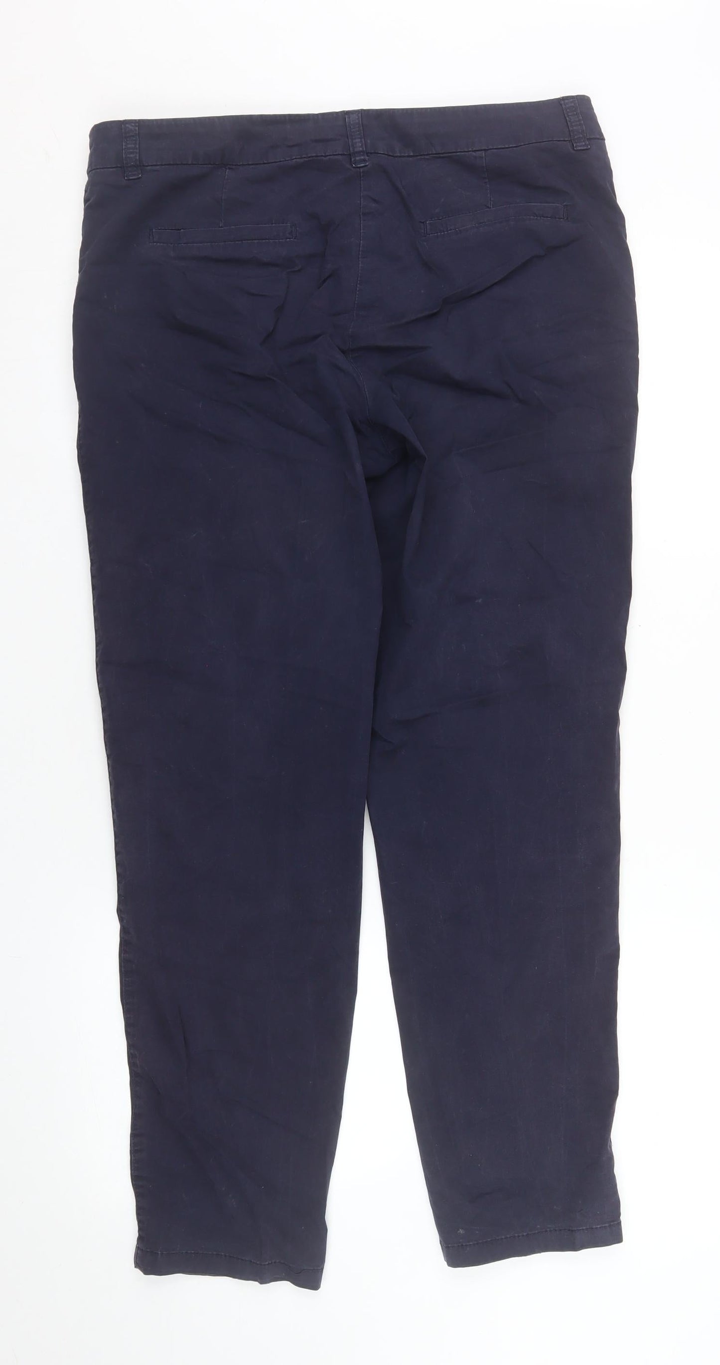 Womens UK Size 12-14 Avenue Regular Fit Chino Blue Trousers