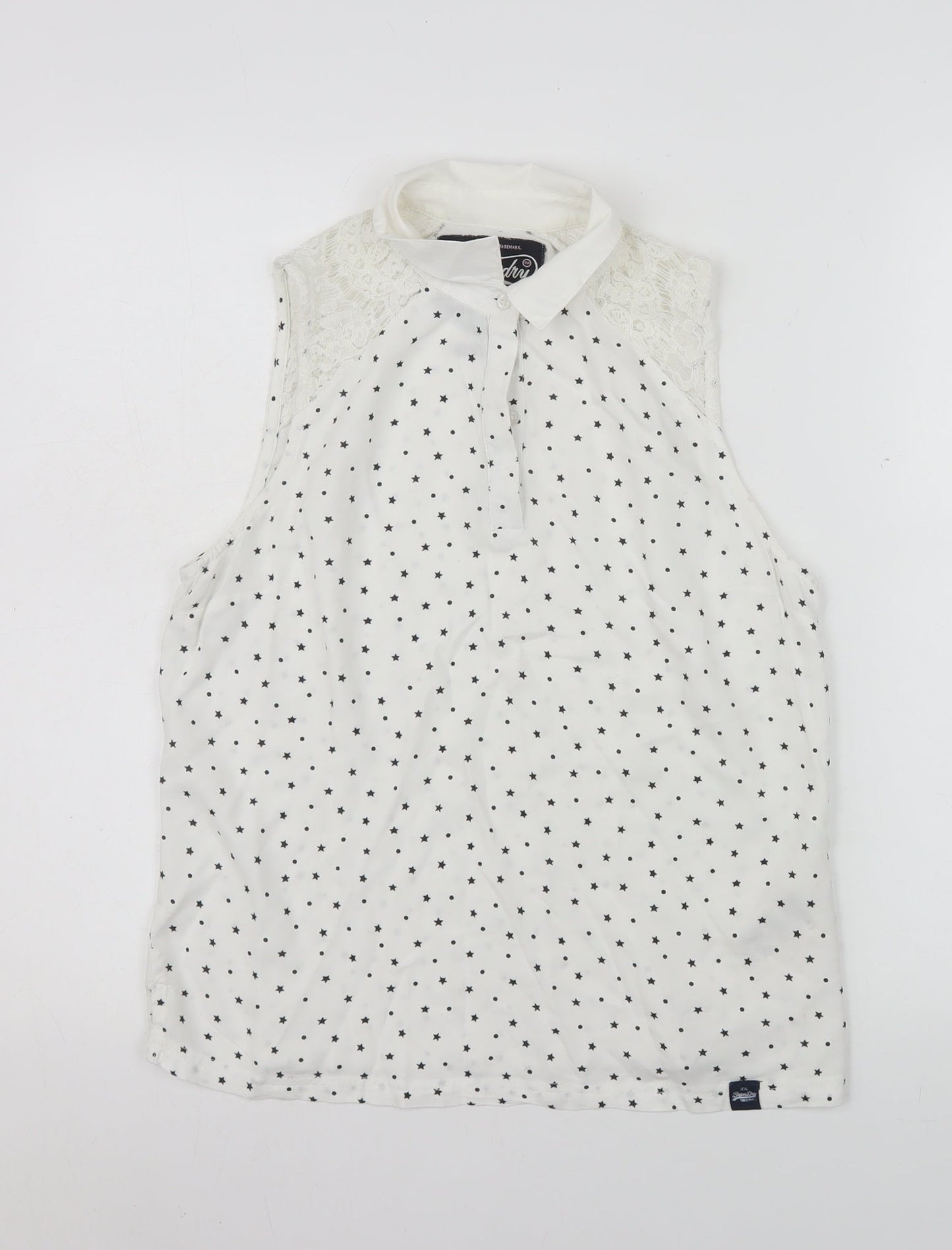 Womens UK Size M Superdry White Basic Blouse