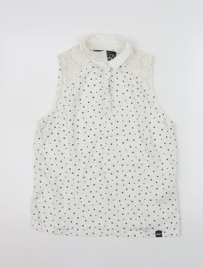 Womens UK Size M Superdry White Basic Blouse