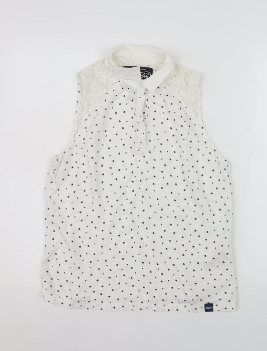 Womens UK Size M Superdry White Basic Blouse