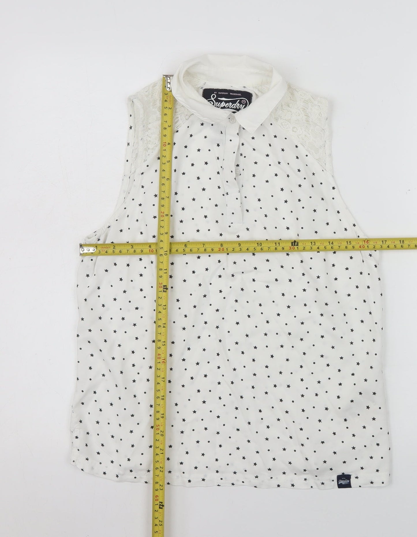 Womens UK Size M Superdry White Basic Blouse