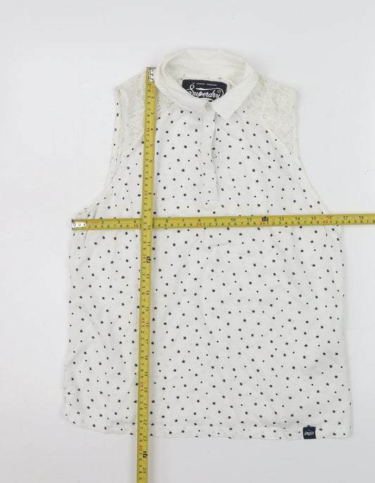 Womens UK Size M Superdry White Basic Blouse