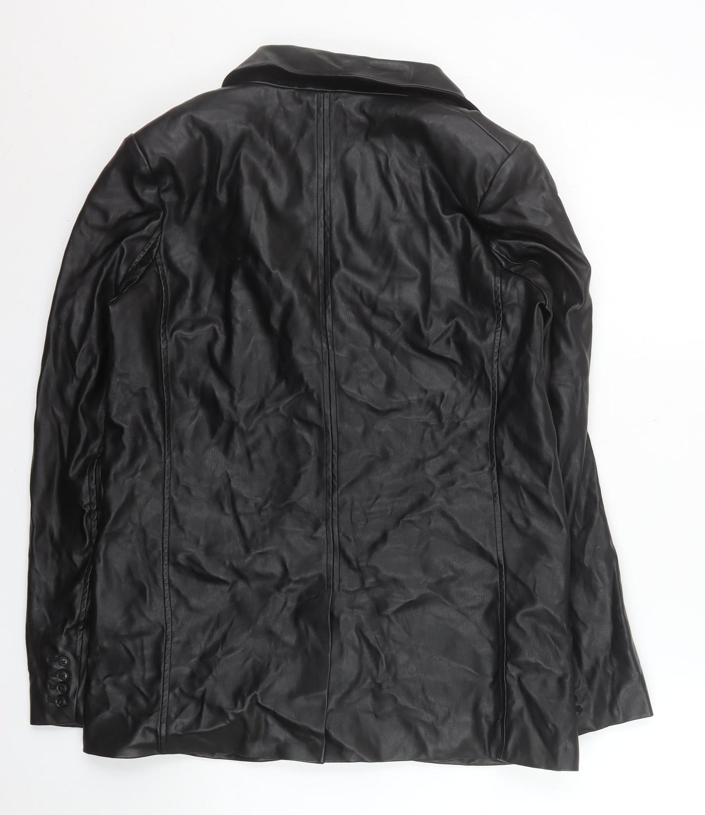 New Look Women's Black Faux Leather Blazer Jacket Size 10