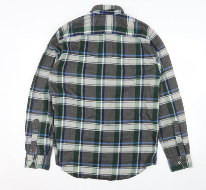 Tommy Hilfiger Men's Green Plaid Flannel Button-Up Shirt M