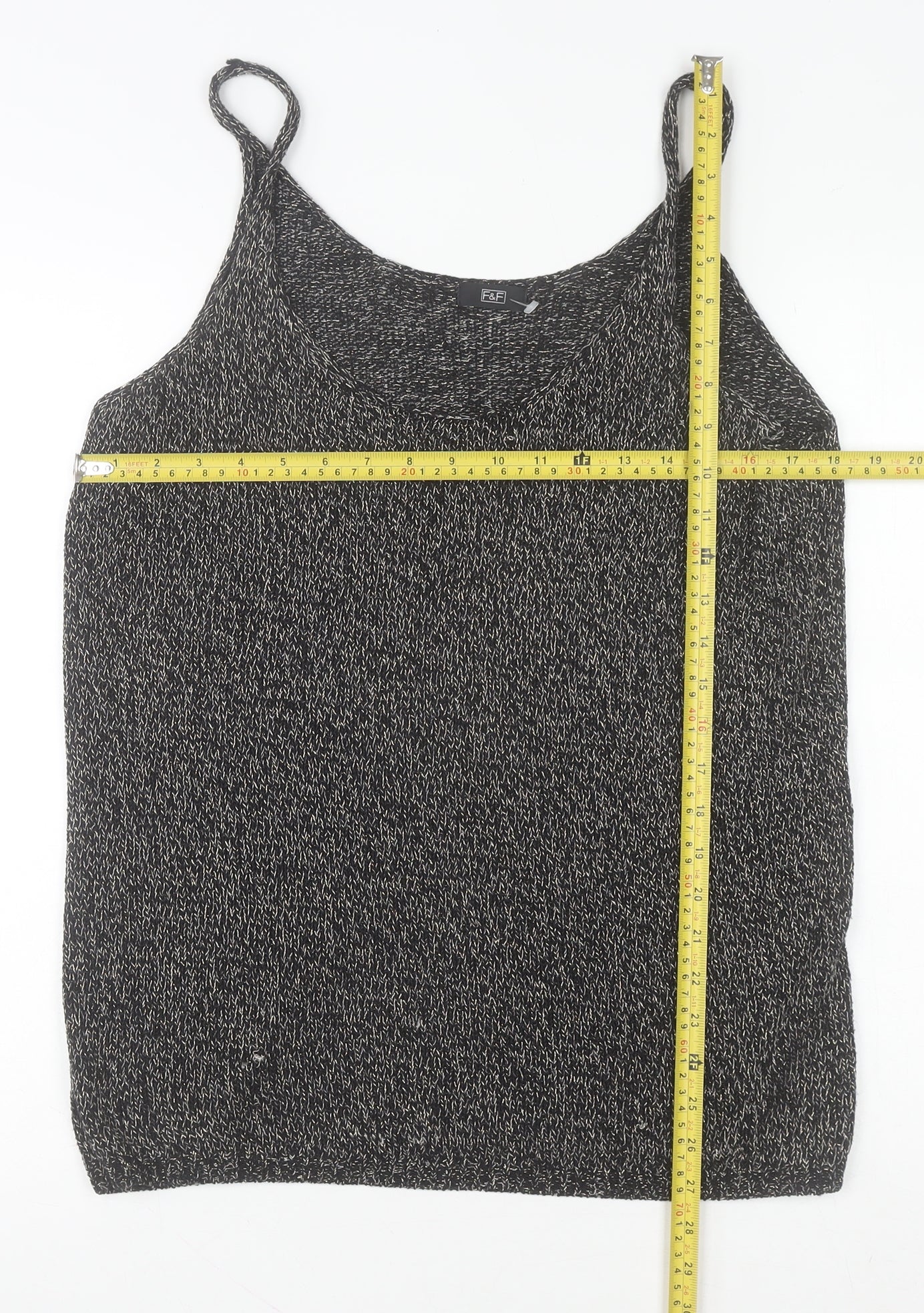 Womens UK Size 16 F&F Black Camisole Tank