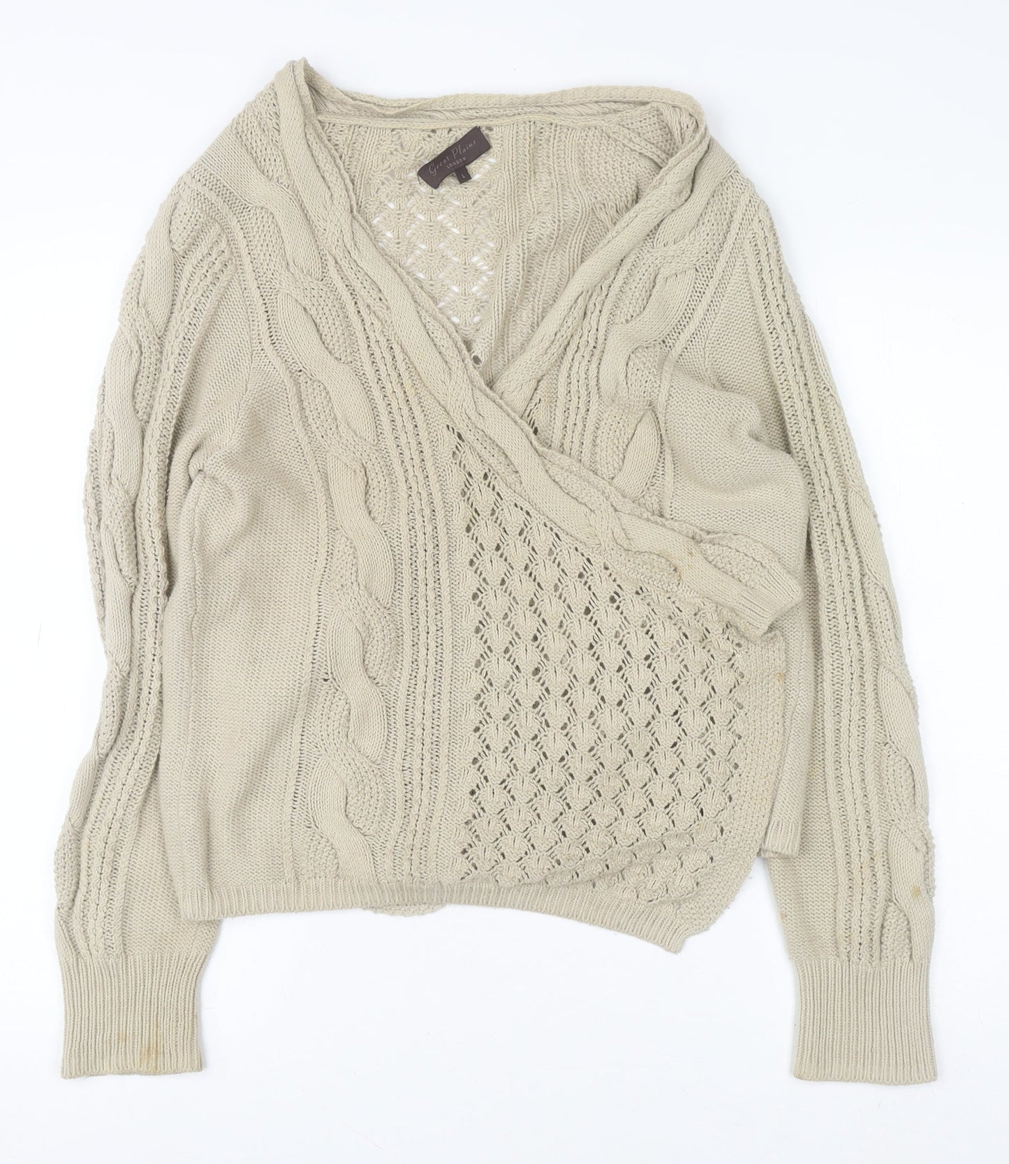 Womens UK Size L Great Plains Beige Wrap Jumper