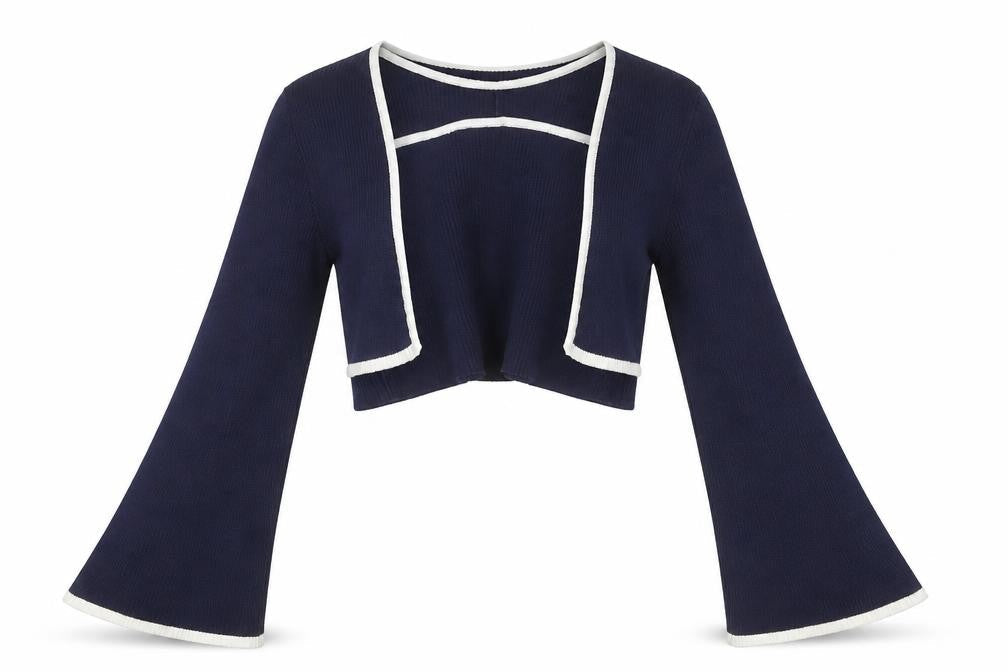 Womens UK Size XL Cider Blue Cropped Blouse